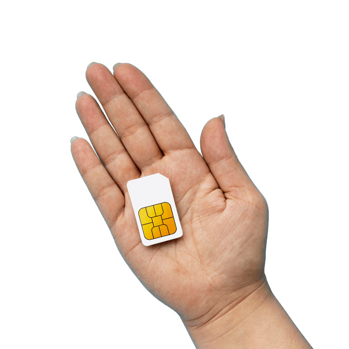 Hand holding SIM card